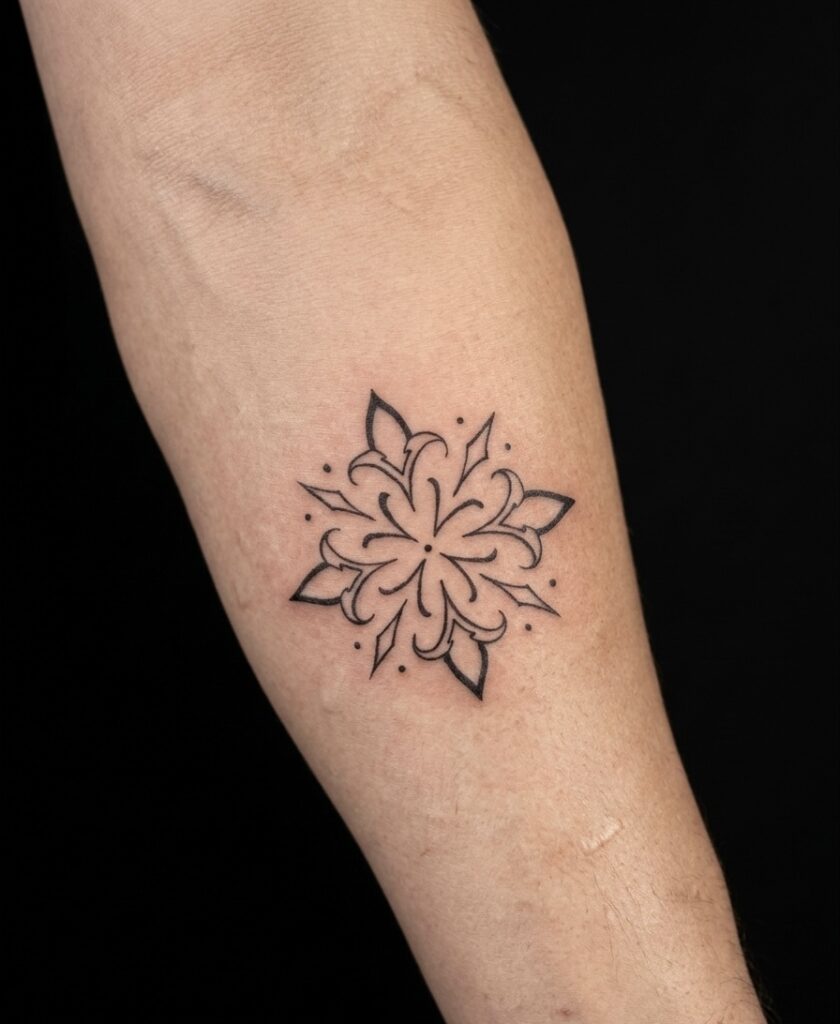Tatouage mandala fine line, la cerise tattoo à Gland- tatoueur nyon 